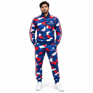 Ensemble de survêtement camouflage pour homme RONAL SPORTS, manches longues, col montant, style sportif, polyester, séchage rapide, imprimé - Product Image 3