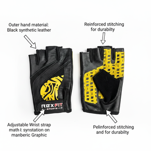 REXFIT Half Finger Gym Gloves PU <b>Leather</b> Breathable Mesh Adjustable <b>Wrist</b> <b>Strap</b> Unisex Lightweight 0.5kg for Weight Lifting - Product Image 5