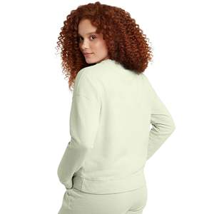 Sweat-shirt pour femme à col montant côtelé vert discret, texture douce, manches longues, vente directe d'usine du Pakistan - Product Image 4