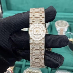 Reloj de Lujo para Hombre con Moissanita, Tono Plateado y Dorado, Analógico Digital de Cuarzo, Resistente al Agua 10 Bar, Esfera Redonda de 25mm, Color E - Product Image 1