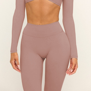 High Waist Seamless Knee Length <b>Yoga</b> <b>Leggings</b> Solid Color Spandex Nylon Four-Way Stretch Elastic Waist Women's Pants - Product Image 4