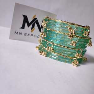 Kashmiri Traditional Handmade <b>Glass</b> <b>Bangles</b> Set for Women Elegant Bridal Chudiyaan Ethnic Festival Wear Jewelry - Product Image 3