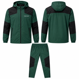 Chaqueta Deportiva Impermeable con Capucha para Hombre, Combinación de Colores Personalizada, Diseño de Paneles con Mangas Raglán, Tejido Softshell Cortavientos, OEM, para Camping - Product Image 2
