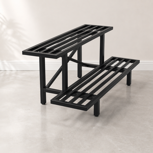 Soporte de Metal Negro de 2 Niveles para Plantas, Estante para Macetas, Exhibidor de Jardín Interior y Exterior para Hogar, Balcón, Patio - Product Image 3