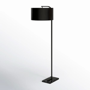 Lampe sur pied moderne en fer noir avec abat-jour en verre pour l'éclairage contemporain de la maison - Product Image 1