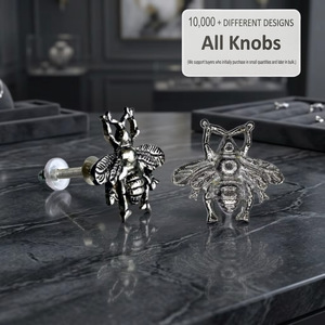 Poignée de meuble en fonte en forme d'abeille, finition argent antique, design moderne, durable, pour tiroirs de salle de bain et armoires - Product Image 3
