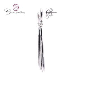 DIRECT FACTORY ELEGANT HIGH-END JEWELLERY 18K AU750 WHITE GOLD VS NATURAL DIAMOND <b>LONG</b> DROP <b>EARRING</b> - Product Image 2