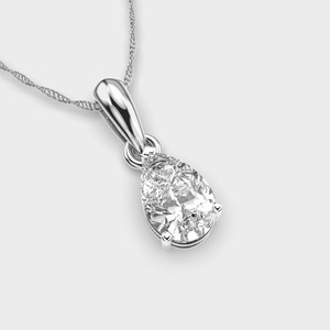 IGI Certified Lab Grown Pear Shape Diamond Solitaire Pendant in <b>Solid</b> 925 Sterling <b>Silver</b> Teardrop Pendant for Women - Product Image 2