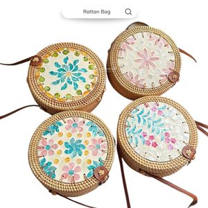 Bolso de Hombro de Ratán Natural para Mujer, Verano, Playa, Venta al por Mayor, OEM, Bolso Redondo de Mimbre y Ratán, Bandolera - Product Image 1