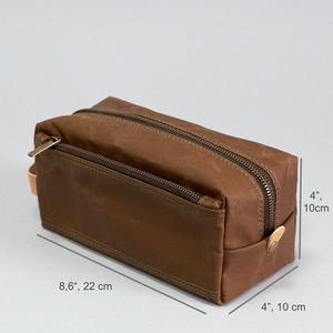 Leather Canvas Toiletry Bag Waterproof Travel Organizer Cosmetic Storage Dopp Kit Large Travel <b>Case</b> LCTB-0075 - Product Image 2
