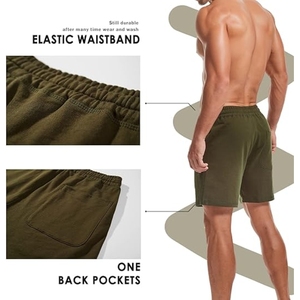 Shorts de sport décontractés pour hommes imprimés sur mesure, 100 % coton, séchage rapide, taille élastique, logo personnalisé - Product Image 3