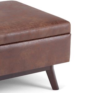 Owen Distressed Saddle Brown Coffee Table <b>Storage</b> Ottoman <b>Stools</b> & Ottomans - Product Image 5