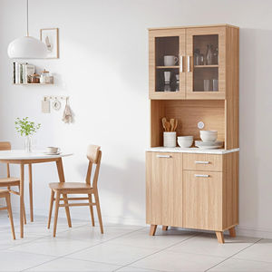 Meuble de cuisine moderne en mélamine Essence K204 avec plan de travail en marbre blanc, panneau de particules écologique, résistant à l'eau, 2 tiroirs en acrylique - Product Image 1