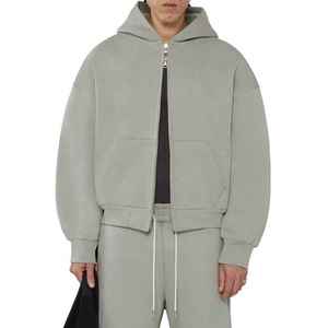 Sudadera con capucha extragrande para hombre, de algodón French Terry grueso, con cuello simulado con cremallera de un cuarto, cremalleras laterales y logotipo personalizado - Product Image 6