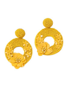 Pendientes Colgantes Bordados a Mano con Cuentas Amarillas y Rosa Intenso, Joyería de Moda Nueva para Mujeres y Niñas - Product Image 3