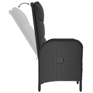 Ensemble de salle à manger de jardin en rotin PE noir avec accoudoirs réglables, taille moyenne - Product Image 6