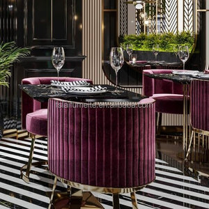 High End Light Luxury Hotel Restaurant Table And <strong>Chairs</strong> Purple Lounge <strong>Furniture</strong> Bar Night <strong>Club</strong> Restaurant Booth Sofa Bench