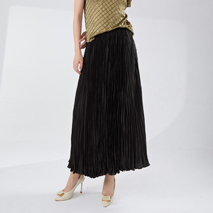 High-end Handmade Pleated <b>Skirt</b> Autumn 2025 New Drape Natural Waist A-line Loose Swing Midi Breathable Eco-Friendly Casual - Product Image 2