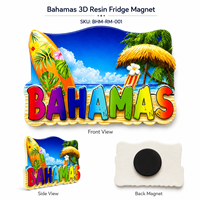 Magnet Kulkas Resin Kustom Bahama 3D Suvenir Perjalanan Pulau Karibia Magnet Kulkas Pantai Tropis Grosir Pabrik