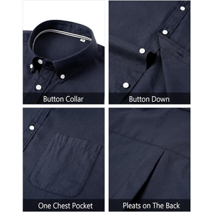 Camisa de Vestir Profesional para Hombre, Color Azul Marino Oscuro, Lisa, Manga Larga, Algodón Premium, Corte Moderno, Duradera, de Alta Calidad - Product Image 4
