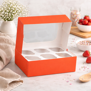กล่องคัพเค้ก 12 ชิ้นพร้อมหน้าต่าง ขายส่ง |   กล่องกระดาษแข็งสีขาวสำหรับบรรจุภัณฑ์มัฟฟิน ขนมอบ กล่องเบเกอรี่ ทนทาน พิมพ์โลโก้ได้ เป็นมิตรกับสิ่งแวดล้อม - Product Image 1