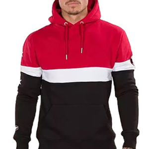 Survêtement à capuche pour homme, rouge, noir et blanc, à blocs de couleur, manches longues, poches latérales, coupe classique, streetwear, automne, 100 % polyester - Product Image 6