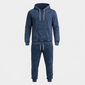 Ensembles de jogging deux pièces vintage en coton avec logo personnalisé, survêtement délavé à l'acide, streetwear, vêtements de sport et de fitness haut de gamme - Product Image 1