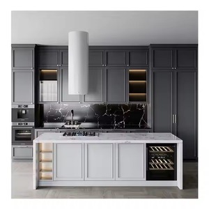 Modern Charcoal RTA Diagonal <b>Corner</b> Solid Wood Kitchen <b>Cabinet</b> Plywood Panel Ready Assemble Direct Factory Wholesale Vietnam - Product Image 5