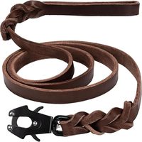Correa de Cuero para Perro, Color Sólido, Duradera, de Lujo, Ecológica, con Cierre de Latón para Perros, Marrón