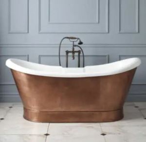 Freestanding Copper Bath Oval Bathtub White Enamel Clawfoot Tub for Bathroom Hotel Villa - Product Image 1