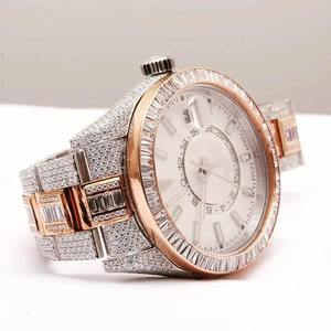 Reloj de Lujo para Mujer con Diamantes, Caja Redonda de Acero Inoxidable, Movimiento de Cuarzo Analógico de 38 mm, Cristal de Zafiro, Cierre Desplegable - Product Image 3