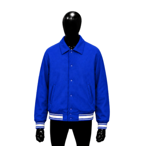 WHOLESALE TRENDY BLUE STREETWEAR VARSITY <b>JACKET</b> FOR <b>MEN</b> WINTER FASHION Collar Solid Color Casual Streetwear Fleece Material Autu - Product Image 1
