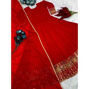 Robes de soirée élégantes de créateur XL avec broderie et paillettes Robe de soirée de travail et Dupatta pour les occasions formelles - Product Image 3