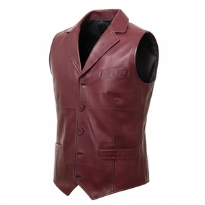 เสื้อกั๊กมอเตอร์ไซค์ขายส่ง แบบกำหนดเองสำหรับผู้ชาย หนังแท้คุณภาพสูง เสื้อกั๊กหนังสำหรับขี่มอเตอร์ไซค์ มีจำหน่าย - Product Image 1