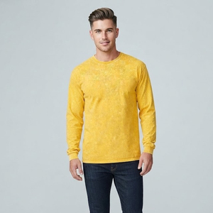 T-shirt à manches longues pour homme, délavé à la pierre, effet vintage, coupe oversize, col rond, en coton, style streetwear décontracté, coupe ample - Product Image 1