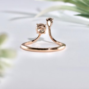 Anillo de compromiso de oro rosa con diamante cultivado en laboratorio, diseño abierto, clásico, redondo, en forma de pera, con dos piedras, solitario, para boda, joyería fina, regalo - Product Image 4