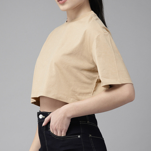 Good Selling Loose Summer Women's Breathable Cotton Crop <b>Top</b> T-Shirts OEM Customizable Short Sleeve with OEM ODM services - Product Image 3