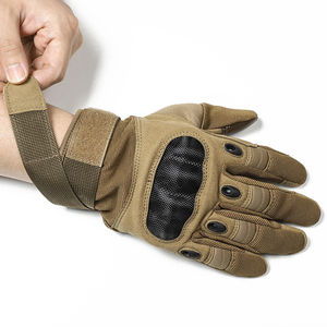 Gants tactiques en cuir véritable à doigts complets pour hommes, compatibles écran tactile, pour le sport, le fitness, les activités de plein air, la moto, la pêche et les soirées - Product Image 4
