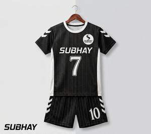 Conjunto de Camiseta de Fútbol SUBHAY para Hombre, Negra con Rayas, Manga Corta, Cuello Redondo, Absorbe la Humedad, 100% Poliéster, Ajuste Atlético, para Todas las Temporadas - Product Image 1