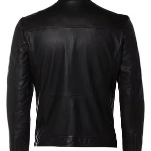 Casual Cow Skin Leather <b>Jackets</b> for Men's Autumn Vintage Stand Collar Front Logo Breathable Quick Dry - Product Image 5