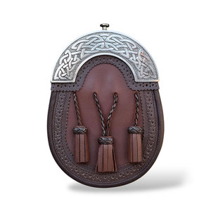 Oem Odm Scottish Celtic Antique Brown Sporran 3 Tassels Leather Kilt Sporran With <b>Chain</b> <b>Belt</b> Highland Outfit - Product Image 2