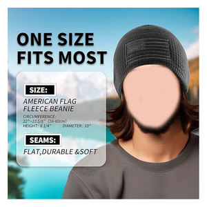 Grid Fleece Beanie with American Flag Embroidery Waffle Tactical Skull <b>Cap</b> Warm Stretch Outdoor Hunting <b>Hiking</b> - Product Image 4