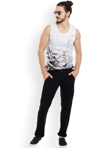 Camiseta sin mangas blanca para hombre, con estampado, cuello redondo, informal, transpirable, de poliéster, ajustada - Product Image 1