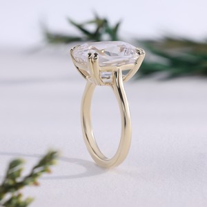 <b>Cushion</b> Cut Lab Grown Yellow Gold Solitaire <b>Ring</b> Giant Double Prong Cathedral Engagement Bridal <b>Wedding</b> Fine Jewelry Gift Women - Product Image 2