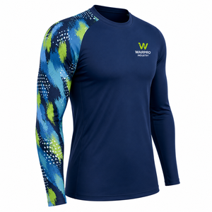 เสื้อรัดรูปแขนยาว Warpro Industry สำหรับผู้ชาย พิมพ์ลายแบบ Sublimation แห้งเร็ว แขนยาวเต็มตัว ลายสีฟ้าเขียว - Product Image 4