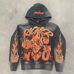 High Quality Heavyweight Vintage Cropped Hoodies for Men Winter Streetwear with Customizable Pattern Boxy Fit Hooded Collar - Product Image 2