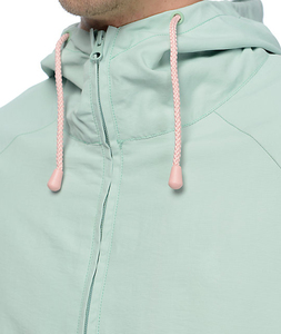 Chaqueta Cortavientos con Capucha para Hombre, Diseño Color Block, Media Cremallera, Manga Larga, Casual, Ligera, para Primavera, Estilo Urbano, Rosa y Verde Menta - Product Image 3