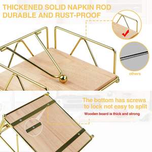 Porta Servilletas Metálico Dorado, Elegante Organizador de Papel Tisú para Mesa de Comedor, Cocina, Oficina, Baño - Product Image 4