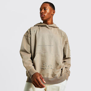 Custom Vintage Gray French Terry Oversized Heavyweight Sun Faded 450 Gsm Blank Acid Washed Distressed <b>Thermal</b> <b>Hoodies</b> - Product Image 1