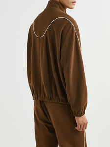 Ensemble de survêtement d'hiver personnalisé pour homme en polyester tricoté polaire, séchage rapide, respirant, avec sweat à capuche zippé et pantalon évasé assorti - Product Image 2
